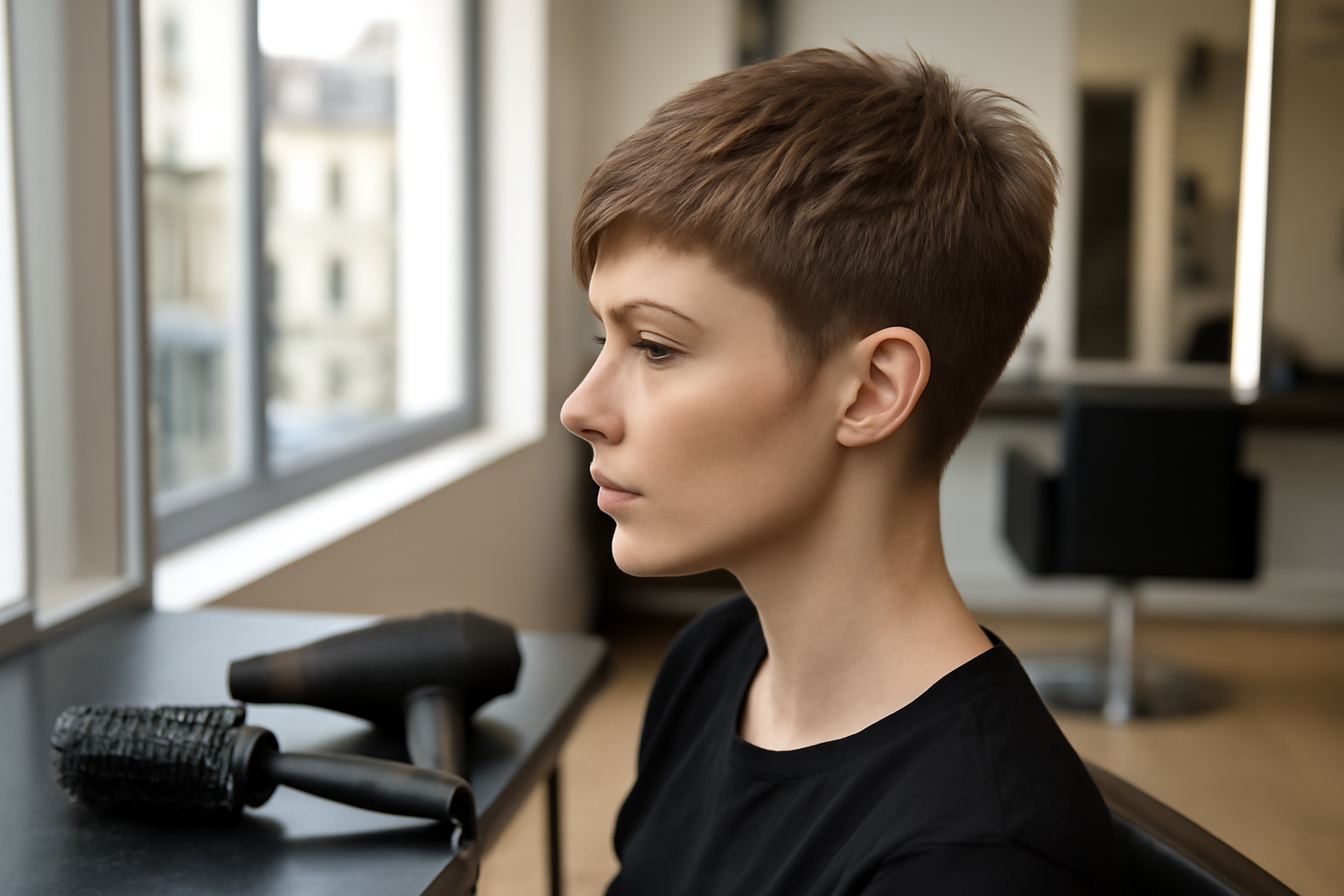 coupes courtes cheveux fins : pixie texturisé en lumière naturelle