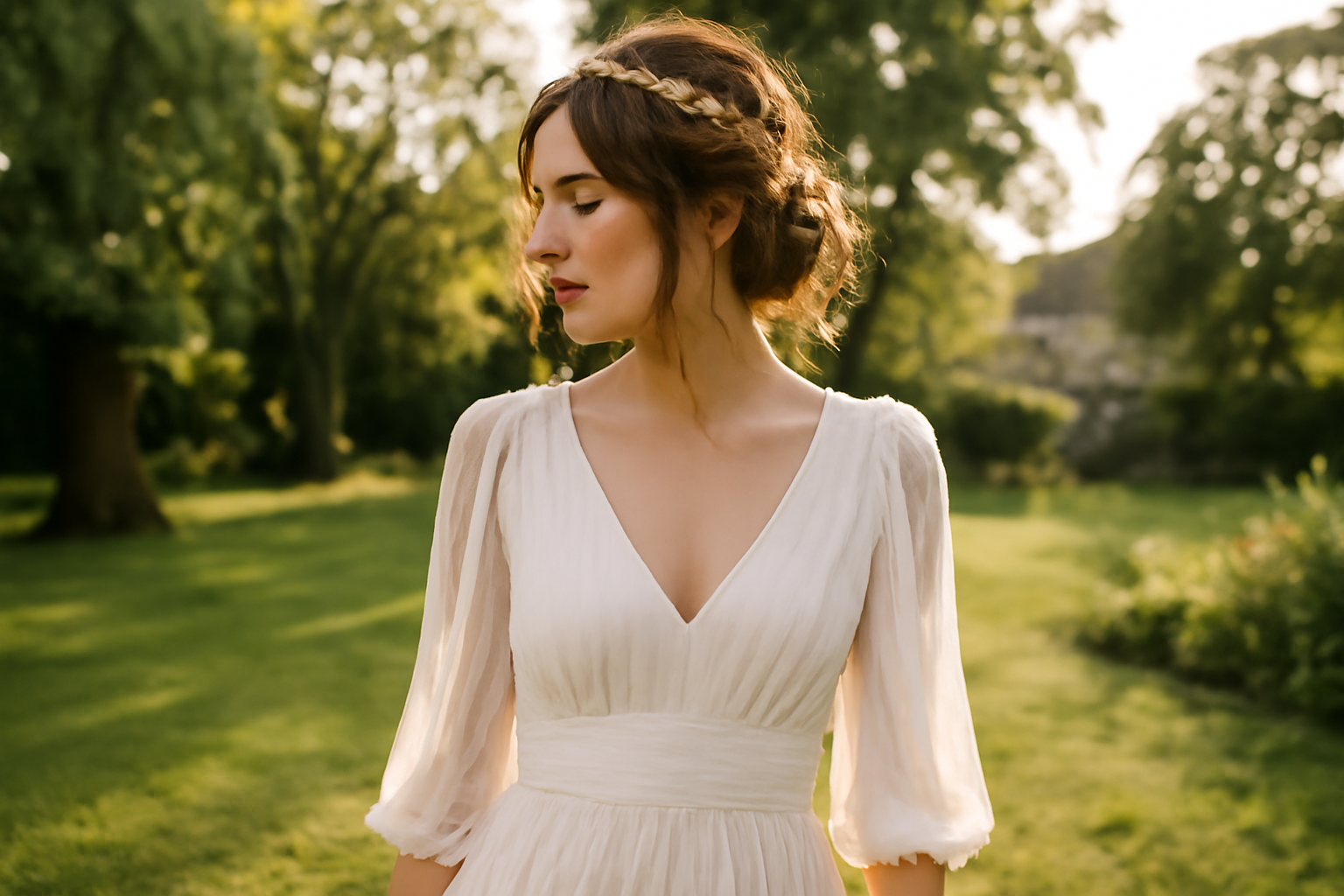 Mariage coiffure bohème : chignon flou et tresses torsadées sur cheveux ondulés