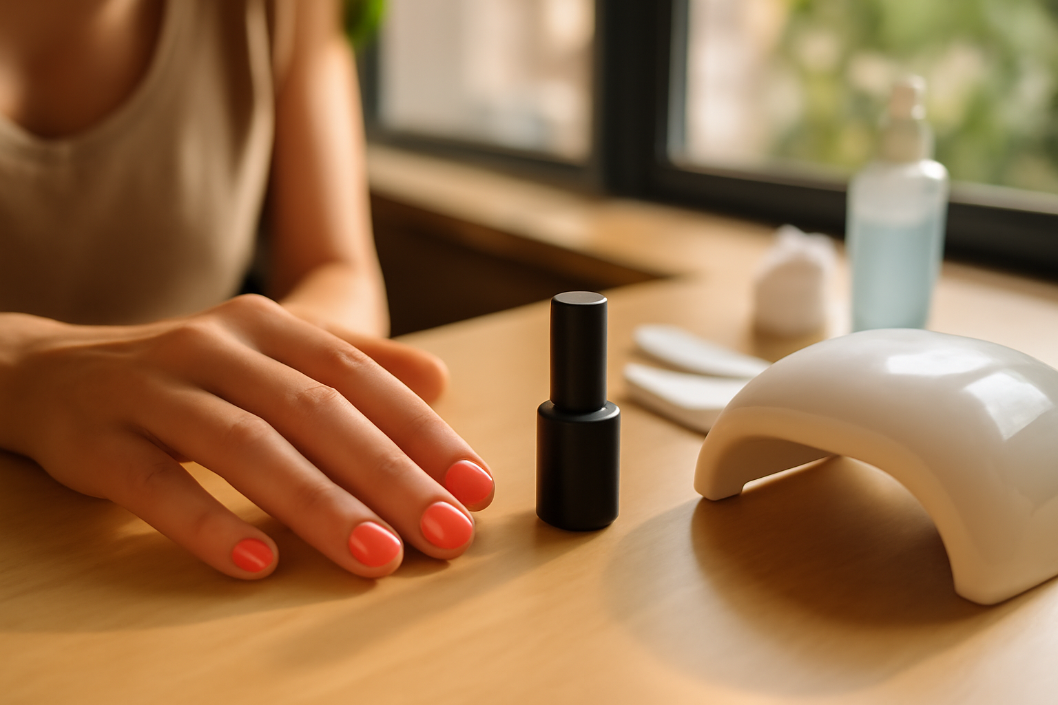 semi permanent ete : manucure estivale brillante sur ongles soignés