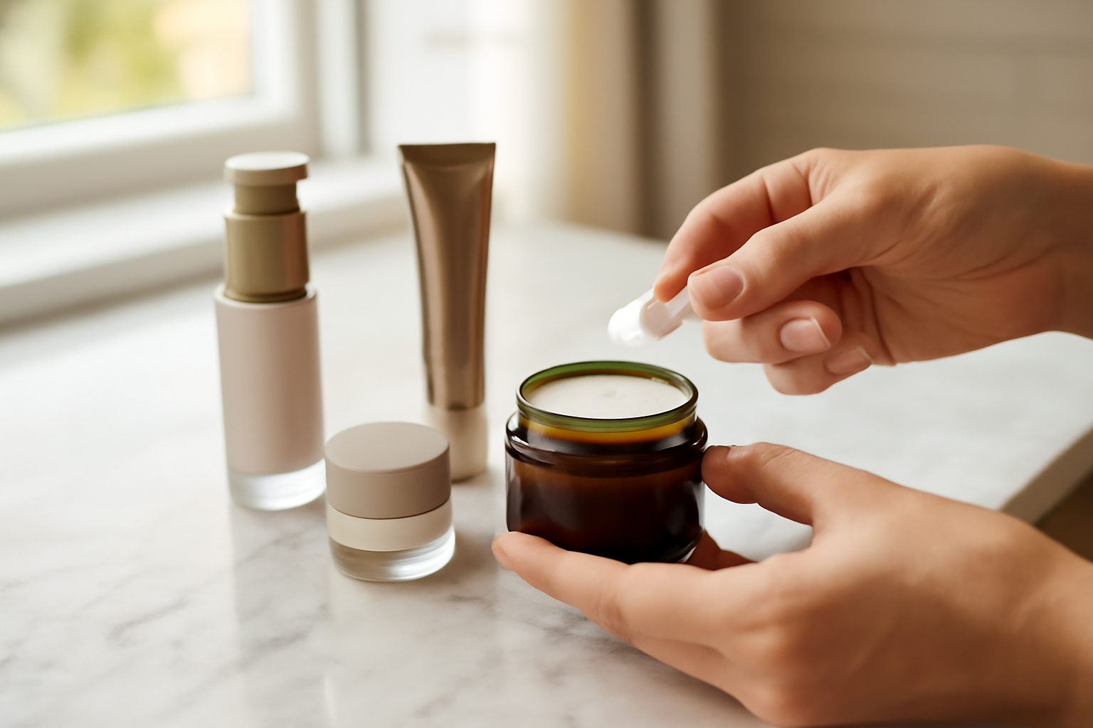 caudalie premier cru crème anti-âge posée sur une table de salle de bain