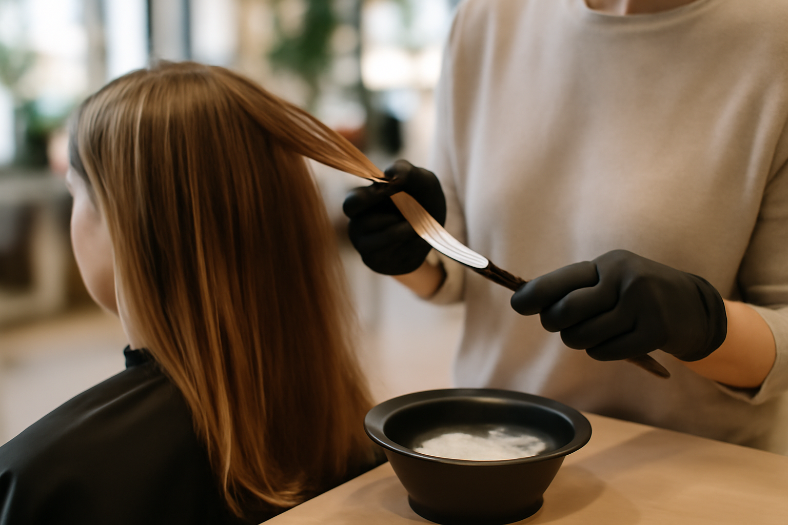 Éclaircir cheveux : mèche test et application douce sur longueurs, lumière naturelle