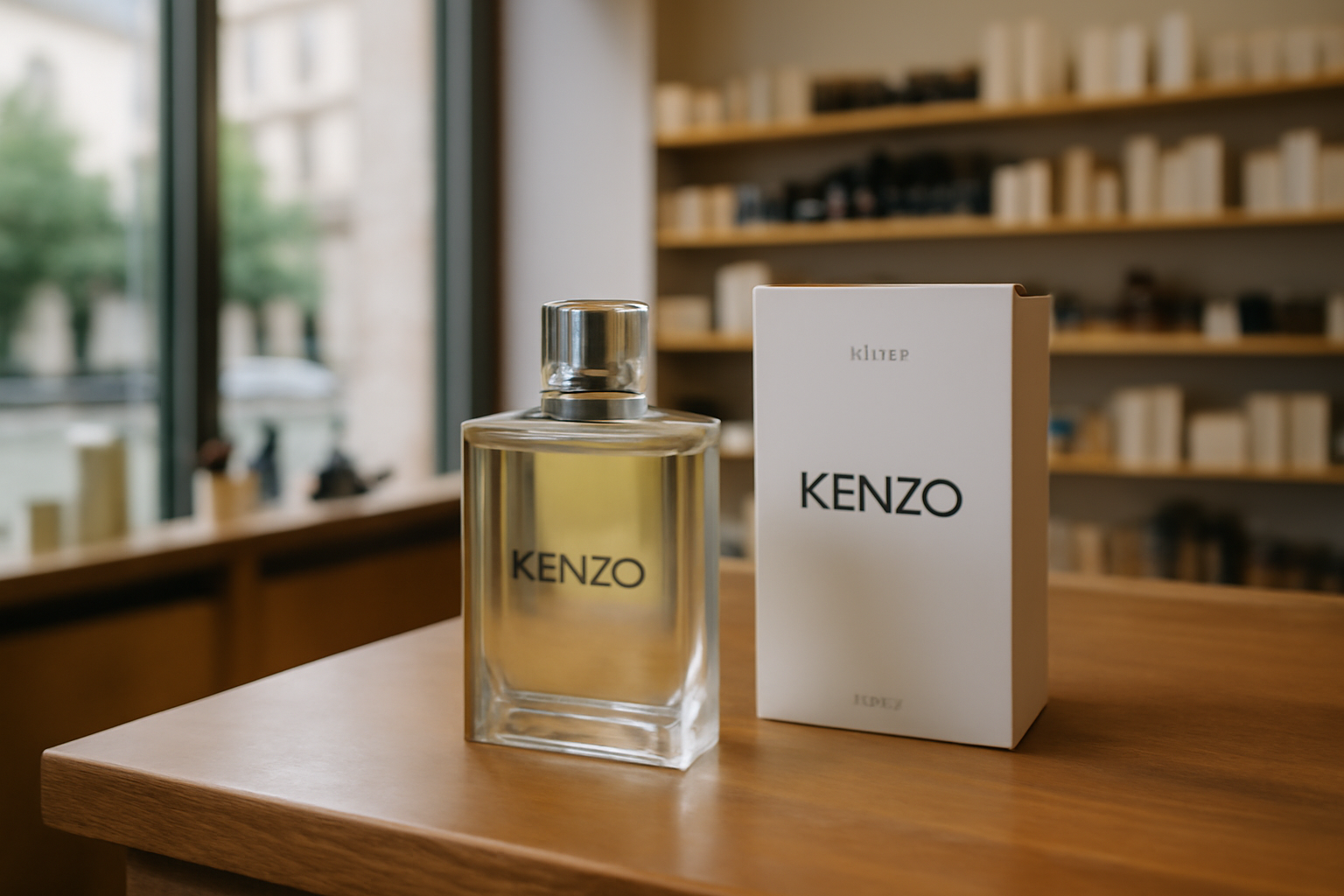 parfum kenzo kenzo flacon sur table en boutique beauté