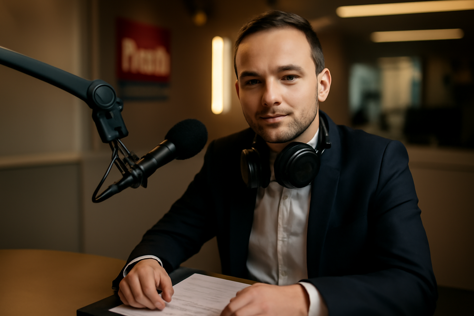 Roland Perez, avocat et animateur radio et télévision, à un micro studio