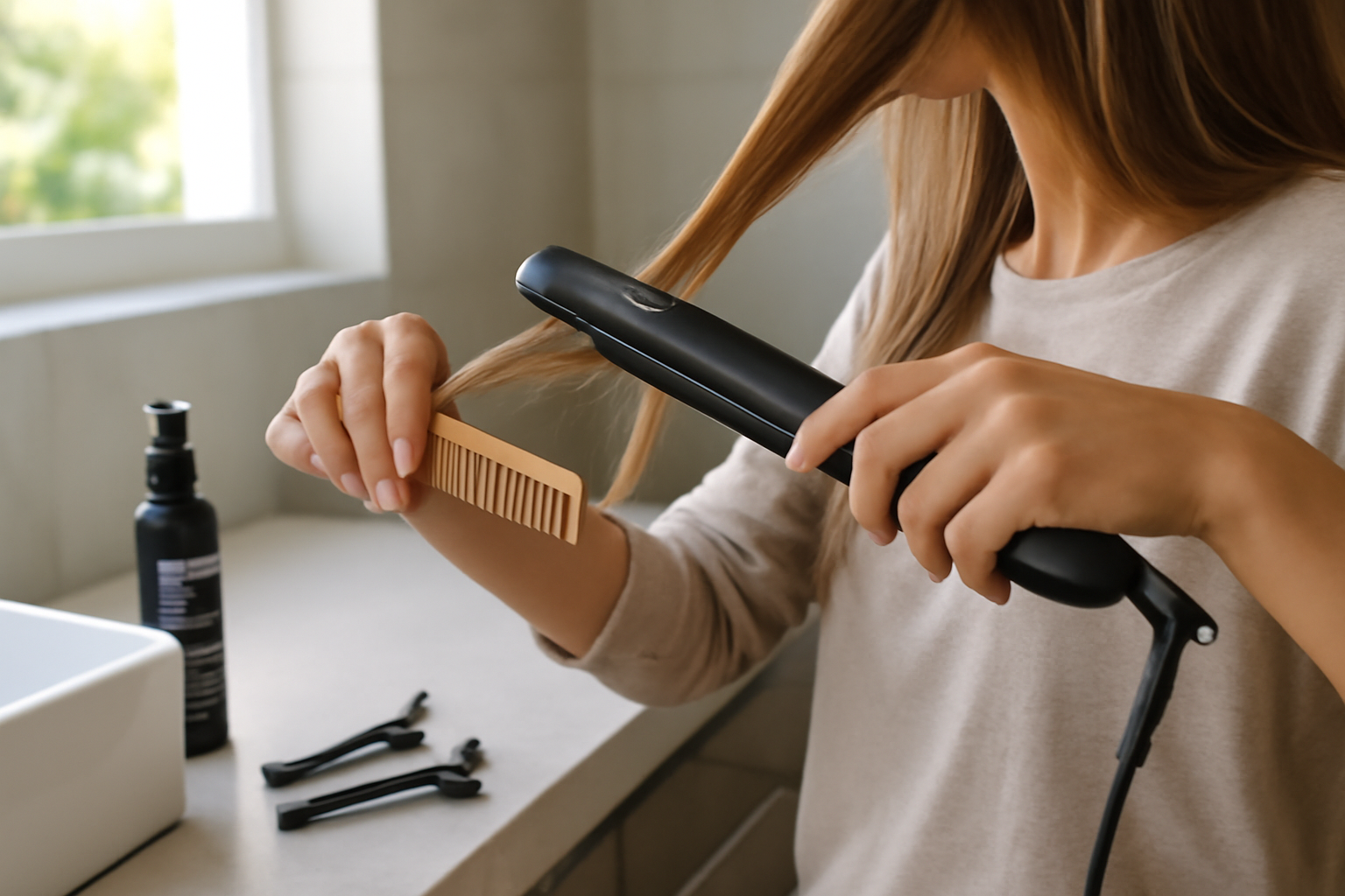 lissage mèche par mèche avec lisseur remington et protection thermique