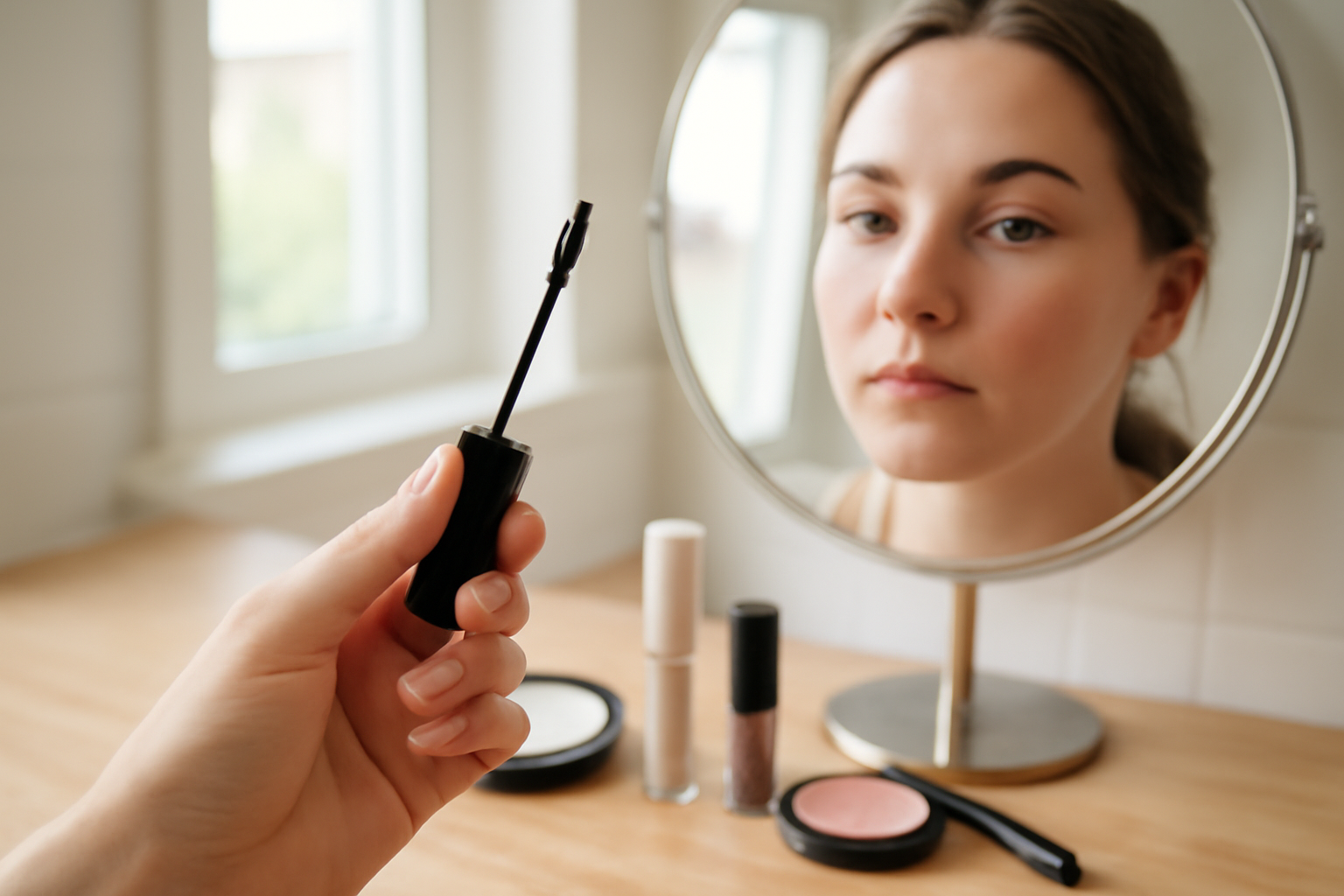 Meilleur mascara : brosse et cils nets, rendu volume et recourbement sur fond lumineux